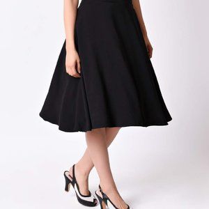 Unique Vintage Swing Skirt Black High Waist Vivien